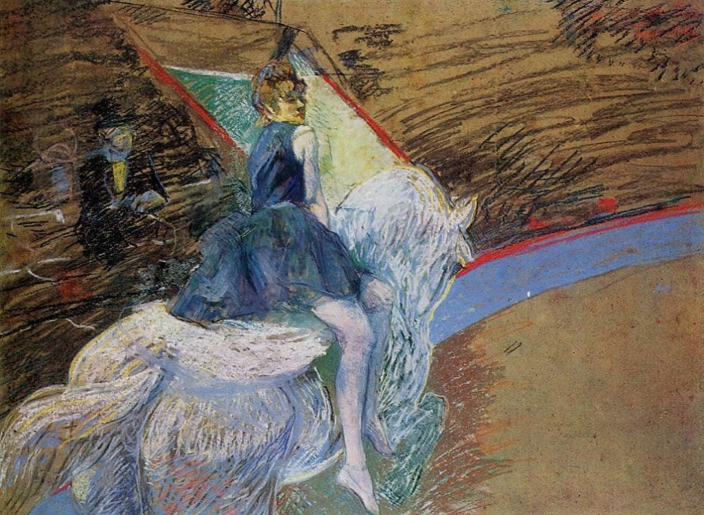 Henri de Toulouse-Lautrec, <i>At the Cirque Fernando, Rider on a White Horse, </i> (1887-1888). Courtesy of Norton Simon Museum. 