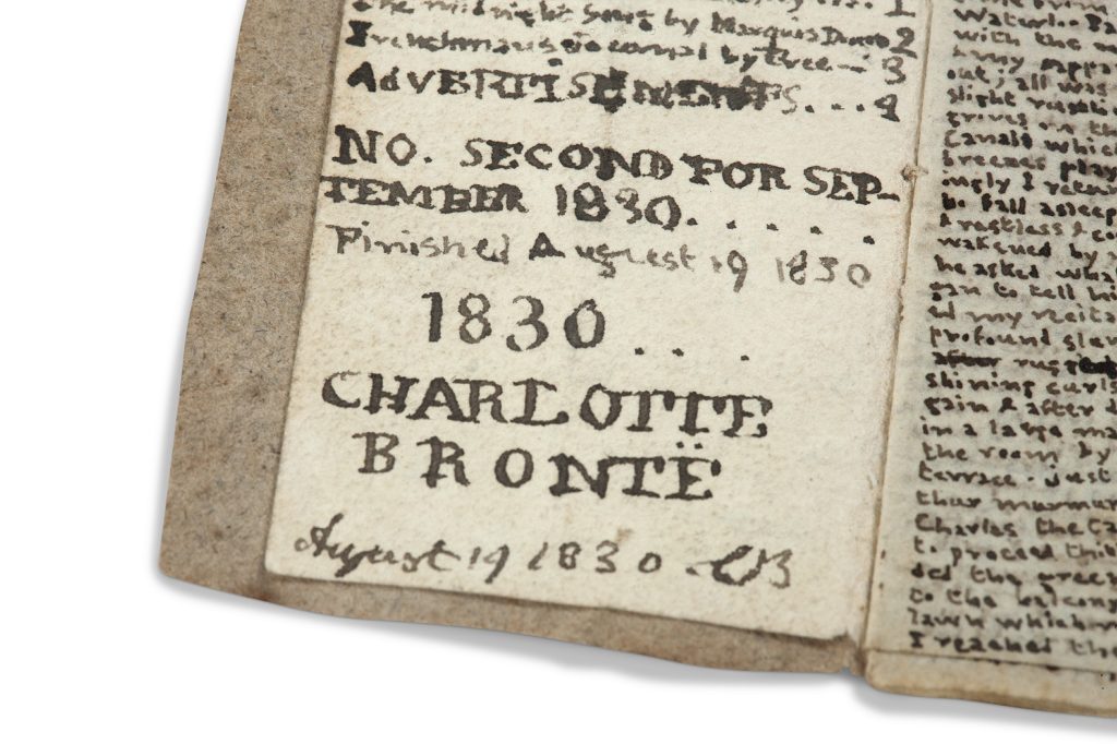 Autograph manuscript of <i>Young Men's Magazine</i> signed by Charlotte Brontë.