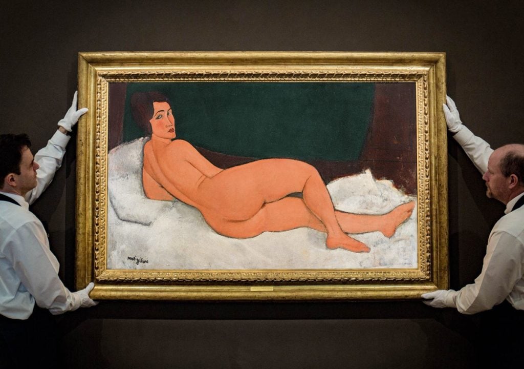 Amedeo Modigliani, Nu couché (sur le côté gauche) (1917). Courtesy Sotheby's.