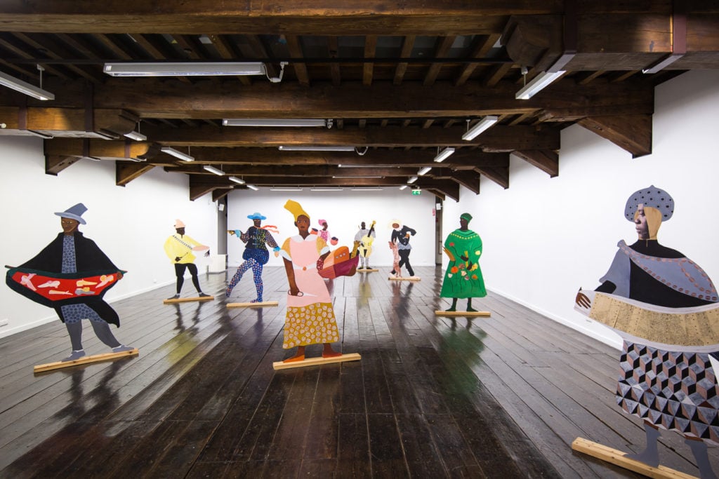 Installation view of "The Grab Test" by Lubaina Himid at the Frans Hals Museum. Courtesy the Frans Hals Museum.