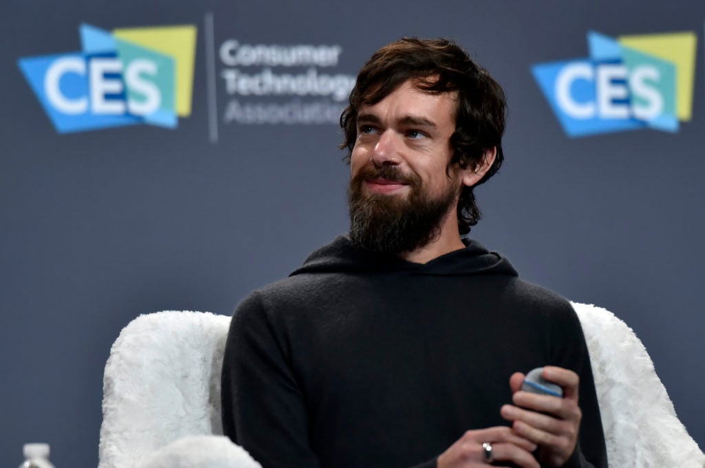 Twitter CEO Jack Dorsey speaks during a press event at CES 2019. (Photo by David Becker/Getty Images)