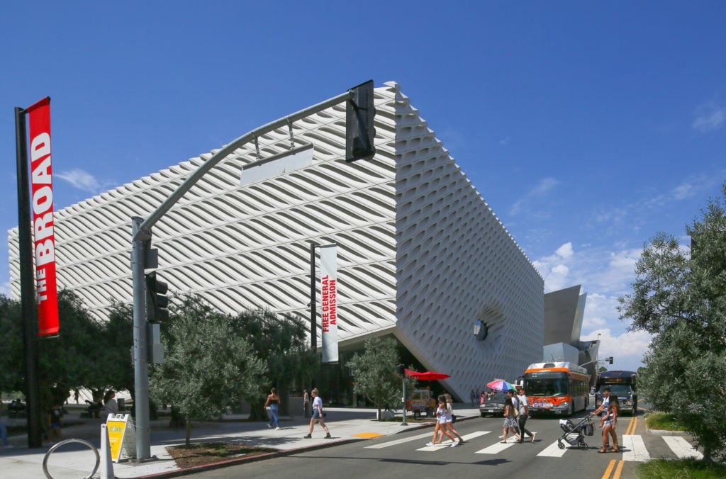 The Broad Museum on Grand Avenue in Los Angeles, California. Photo by FG/Bauer-Griffin/GC Images.