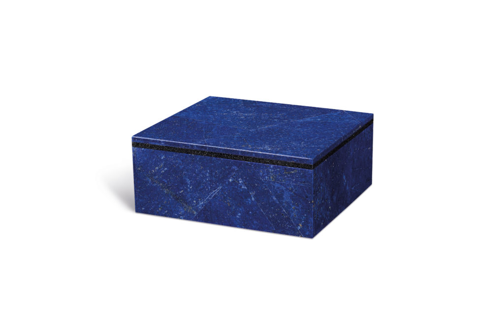 A lapis lazuli semi-precious stone box made in Afghanistan for Asprey. Image courtesy Asprey.