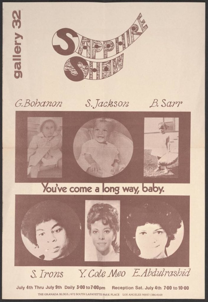 "Sapphire Show: You've come a long way, baby" at Gallery 32, July 4–9, 1970. Courtesy of Smithsonian Institute Archives of American Art.