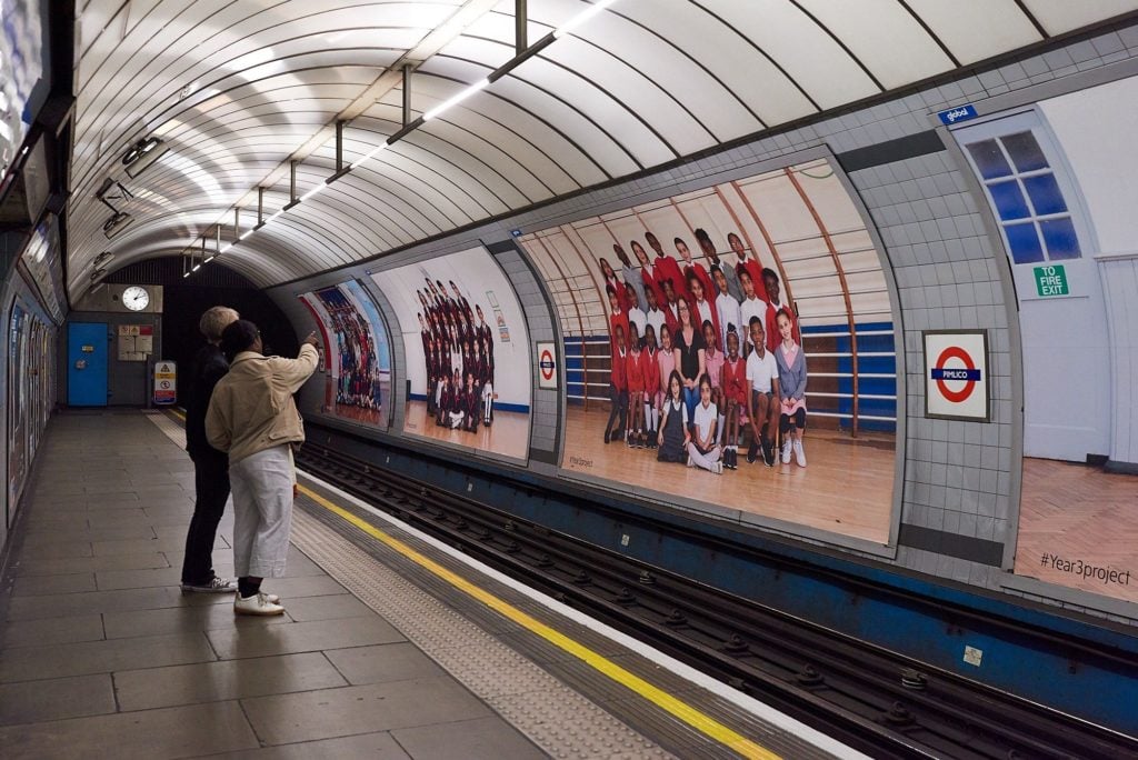 Steve McQueen Year 3 Billboards at Pimlico Tube Station, London Borough of Westminster. Photo Theo Christelis.
