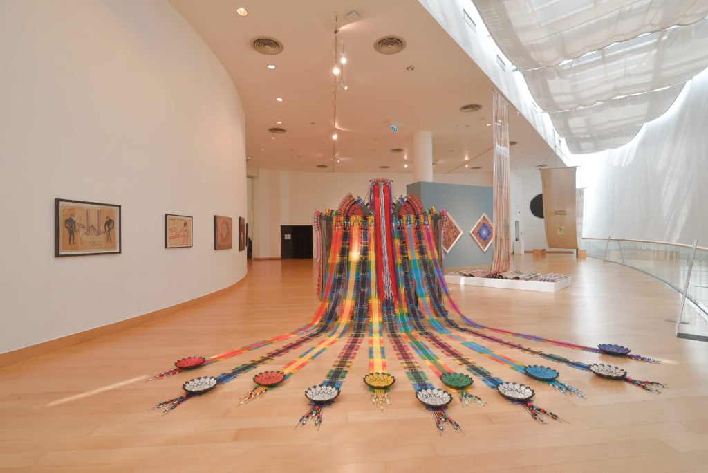 Installation view of "Spectrosynthesis II—Exposure of Tolerance: LGBTQ in Southeast Asia," on view at the Bangkok Art and Culture Centre in Thailand through March 1, 2020. Image courtesy of Bangkok Art and Culture Centre and Sunpride Foundation.
