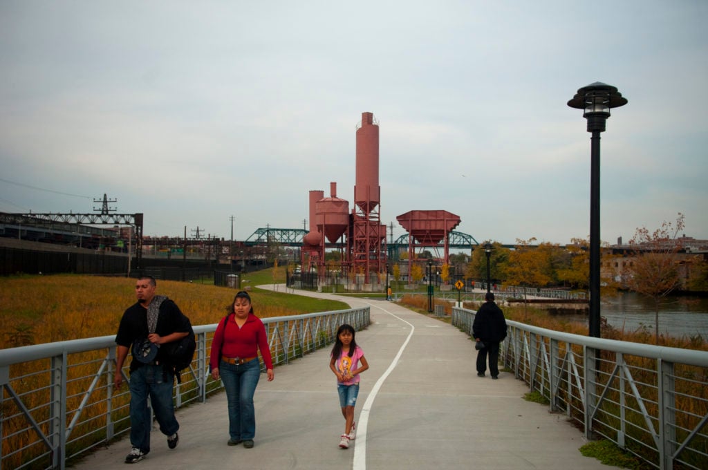 Concrete Plant Park along the Bronx River in the New York borough of the Bronx. © Frances M. Roberts. Photo by Richard Levine/Corbis via Getty Images.