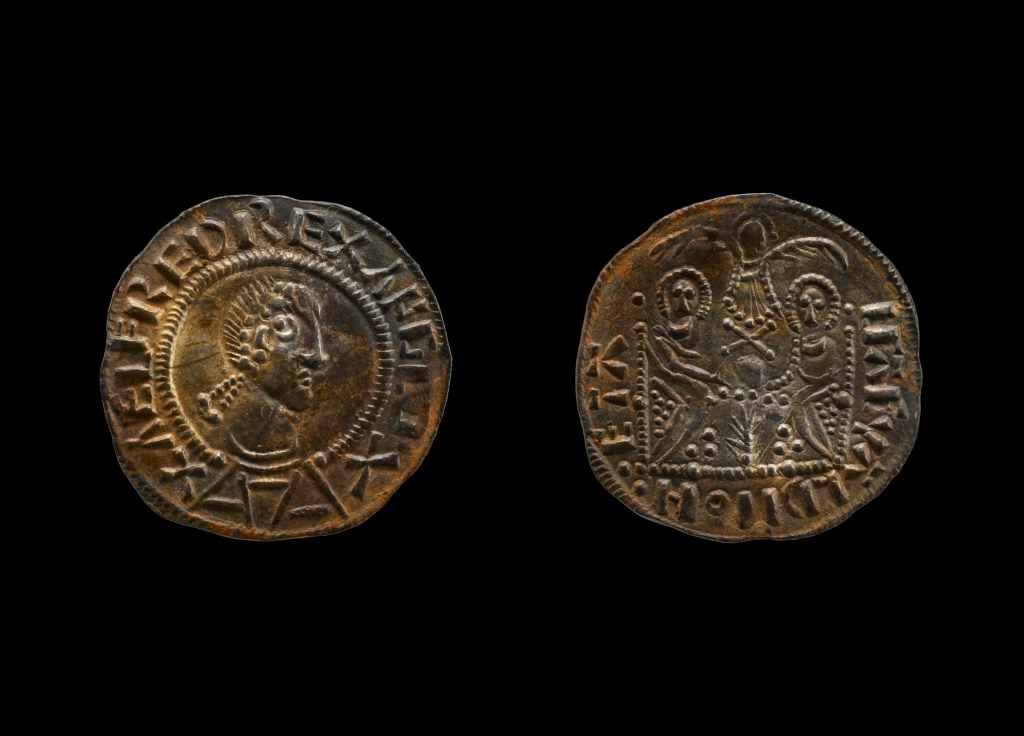 A coin from the Heresfordshire Hoard displaying both emperors. Photo: British Museum.