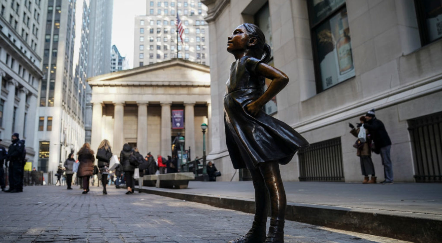 'Fearless Girl' at the New York Stock Exchange. Photo by Drew Angerer/Getty Images.