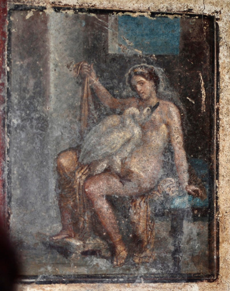 A fresco of Leda and the Swan found in an ancient Pompeii bedroom. Photo by Filippo Monteforte / AFP via Getty Images.