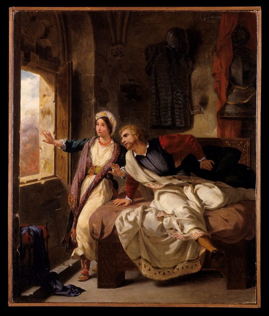 Eugène Delacroix, <i>Rebecca and the Wounded Ivanhoe</i> (1823). Courtesy of the Metropolitan Museum of Art. 