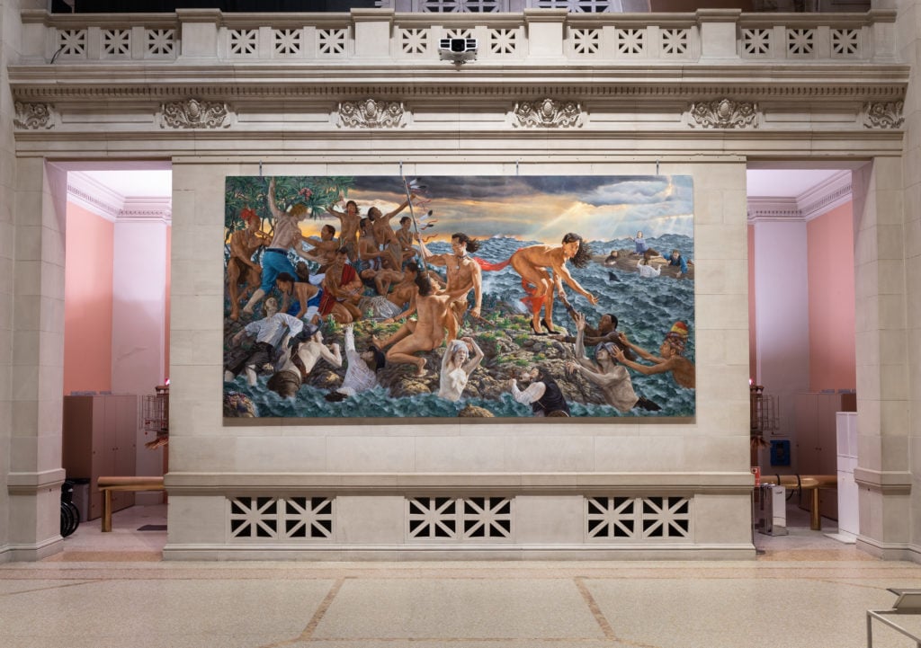Intallation view of Kent Monkman's <em>Resurgence of the People</em> (2019). Photo by Anna Marie Kellen, courtesy of the Metropolitan Museum of Art. 