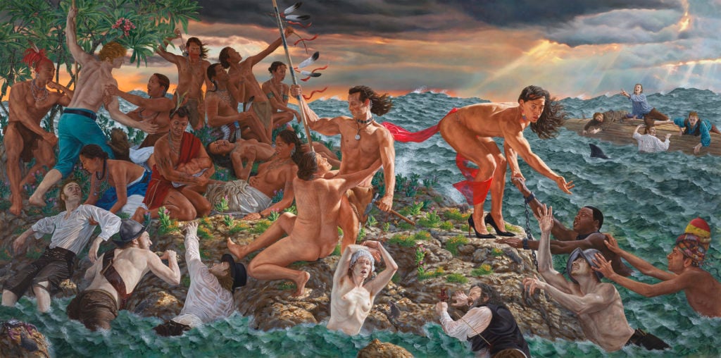 Kent Monkman, Welcoming the Newcomers (2019). Photo by Anna Marie Kellen, courtesy of the Metropolitan Museum of Art.