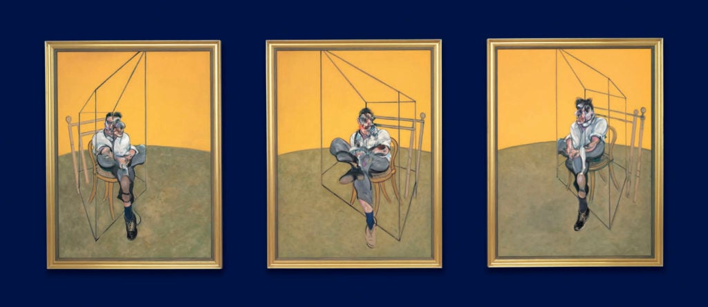 Francis Bacon, Three Studies of Lucian Freud (in 3 parts) (1969). Photo courtesy Christie's Images Ltd.