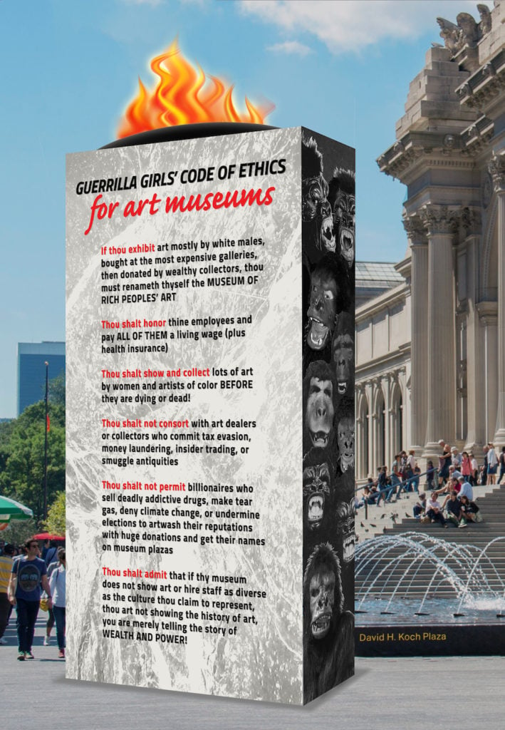 Guerrilla Girls, <i>Guerrilla Girls' Code of Ethics for Art Museums Monument</i>, 2019. Courtesy Guerrilla Girls.
