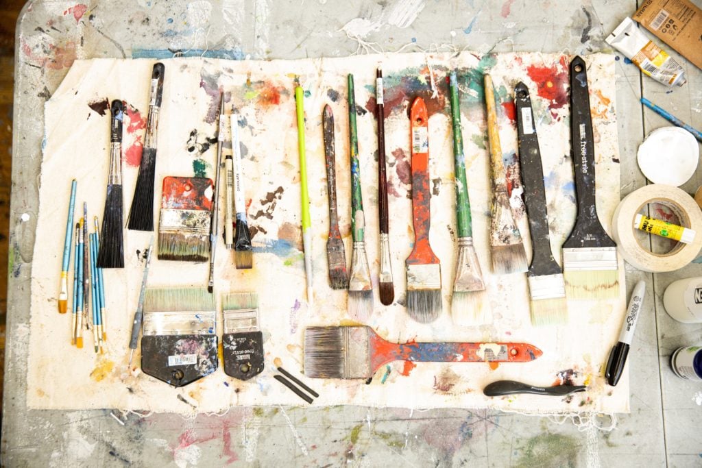 Cassi Namoda's paintbrushes. Photo: Bill Gentle.