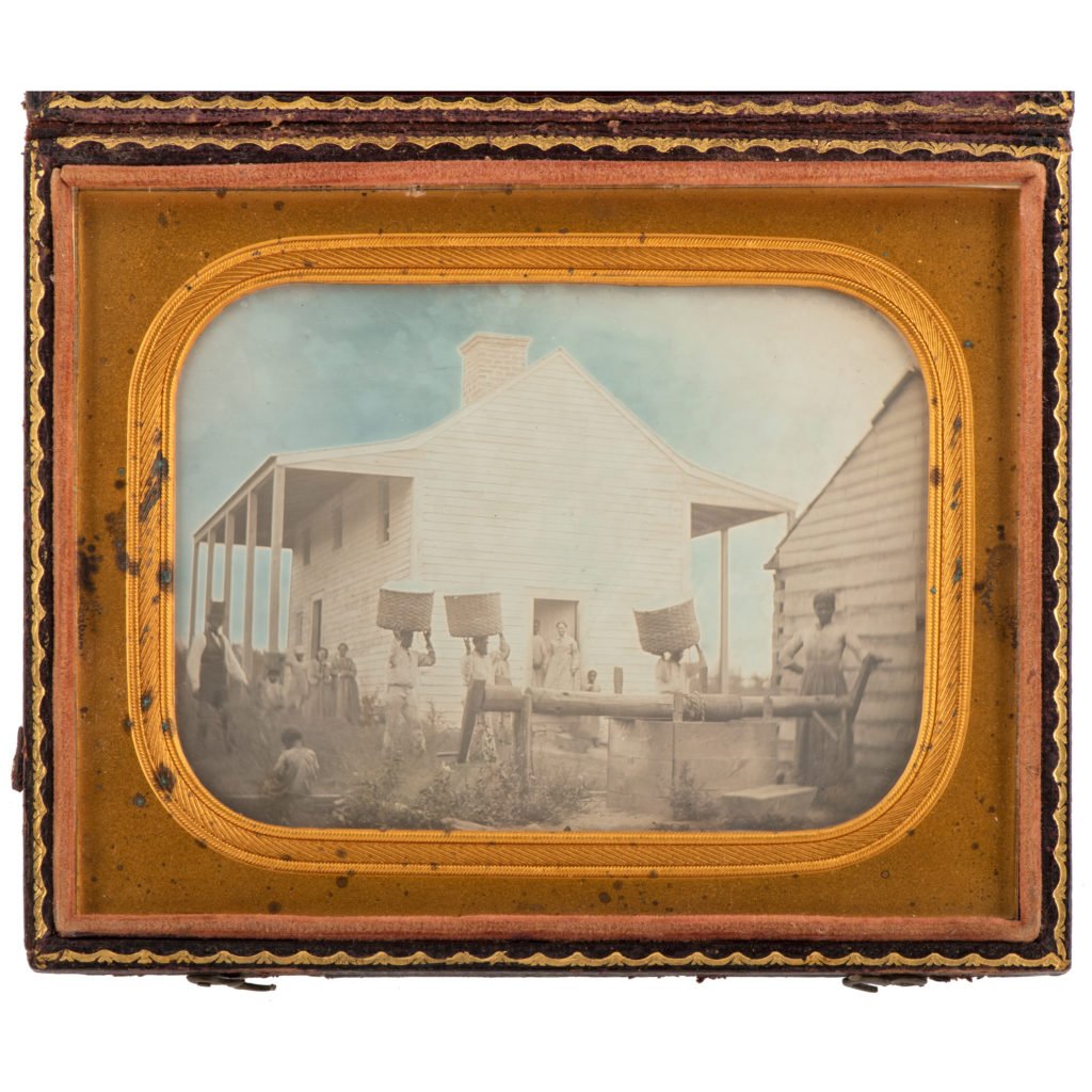 Unknown maker, American. Slaves on cotton plantation, ca. 1850. Daguerreotype, quarter plate. Gift of the Hall Family Foundation.