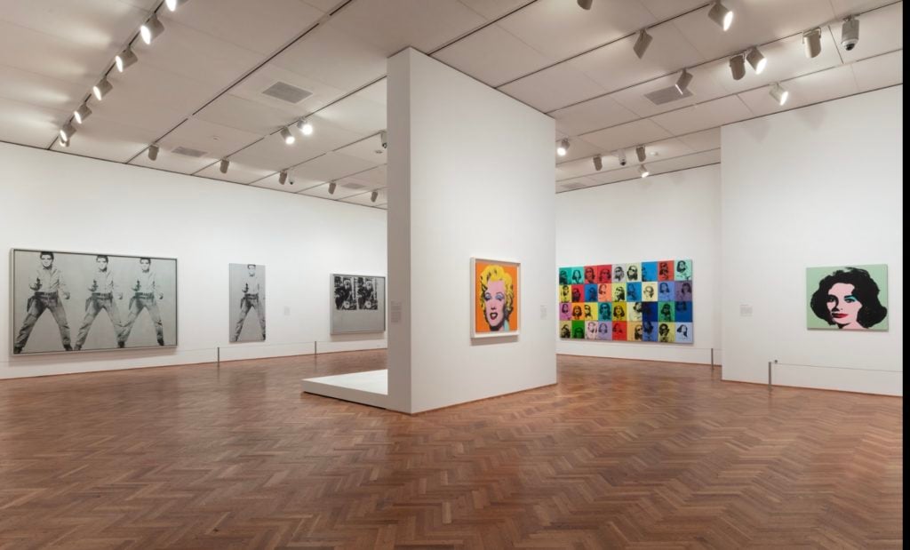 Installation shot of Andy Warhol—From A to B and Back Again, 2019. Image courtesy of the Art Institute of Chicago.