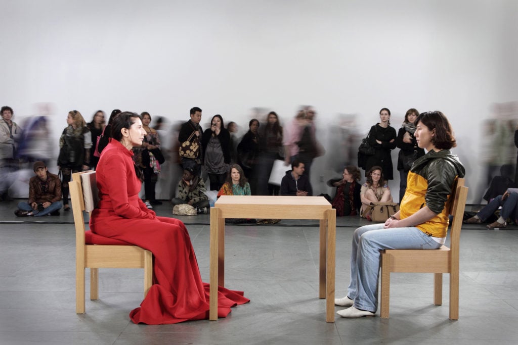 Marina Abramović, The Artist is Present (2010). Courtesy of the artist and Sean Kelly Gallery,.