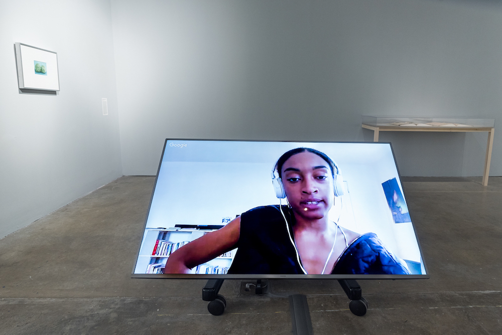Aria Dean, <i>Notes on Blaccelerationism</i> (2017). Installation view in "Colored People Time: Mundane Futures" at the Institute of Contemporary Art, University of Pennsylvania. Image courtesy of the artist and Château Shatto, Los Angeles. 