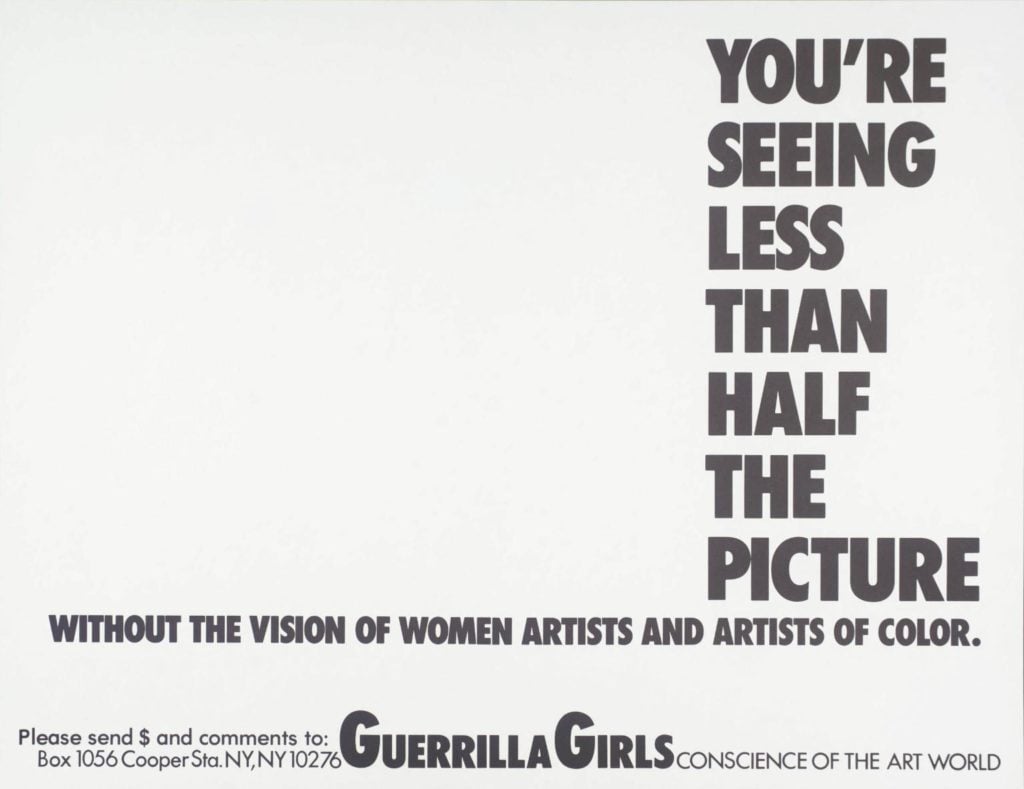 Guerrilla Girls, <em>You’re Seeing Less Than Half The Picture</em> (1989). ©Guerrilla Girls.