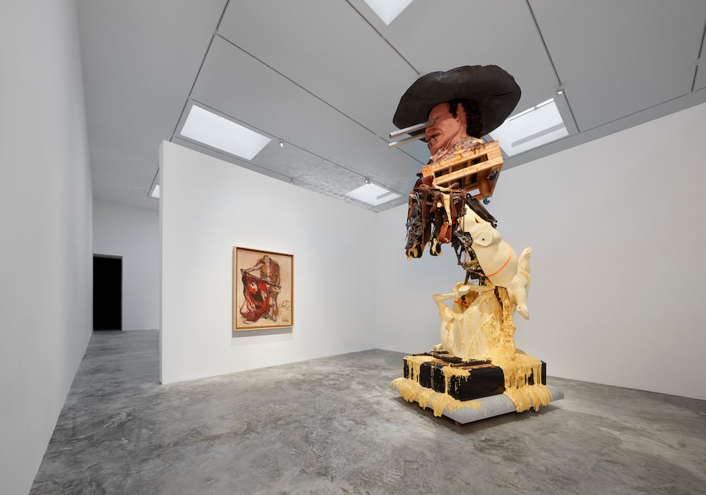 Installation view of "The Red Bean Grows In the South" at the Faurschou Foundation with work by Georg Baselitz and Paul McCarthy. Photo by Tom Powel Imaging, © Faurschou Foundation.