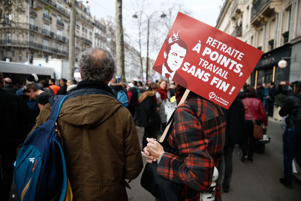 A demonstration against the French government's plan to overhaul the country's retirement system on December 17, 2019. Photo by Abdulmonam Eassa / Barcroft Media via Getty Images.