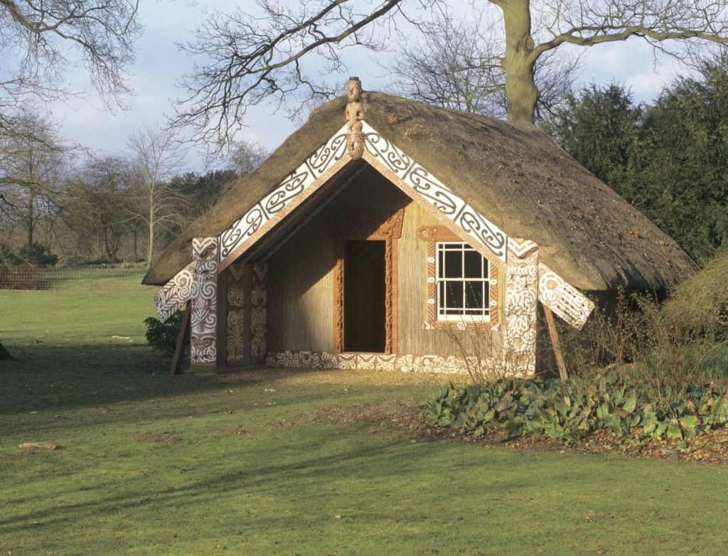 The Maori Hinemihi meeting house at Clandon Park. Image courtesy of the National Trust.