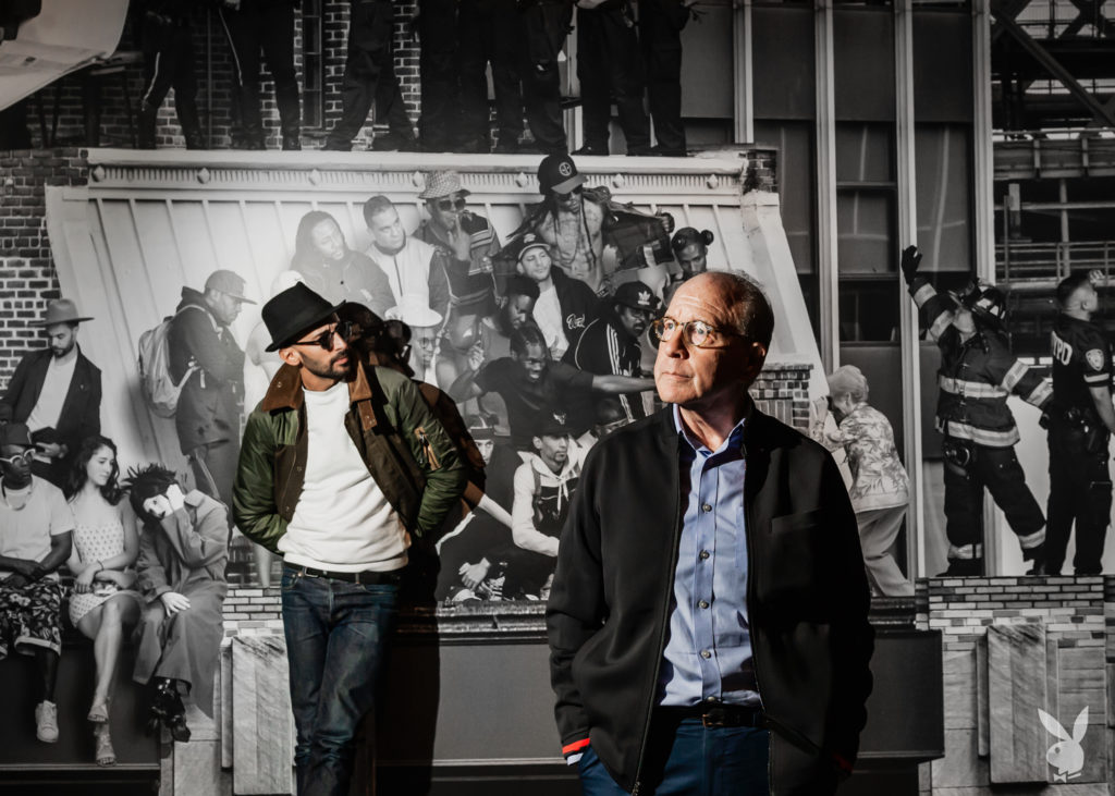 JR and Jerry Saltz at the Brooklyn Museum. Photo courtesy Playboy.
