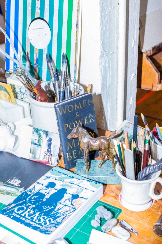 A detail from Patricia Cronin's workspace. Photo courtesy Nicolas Bloise.