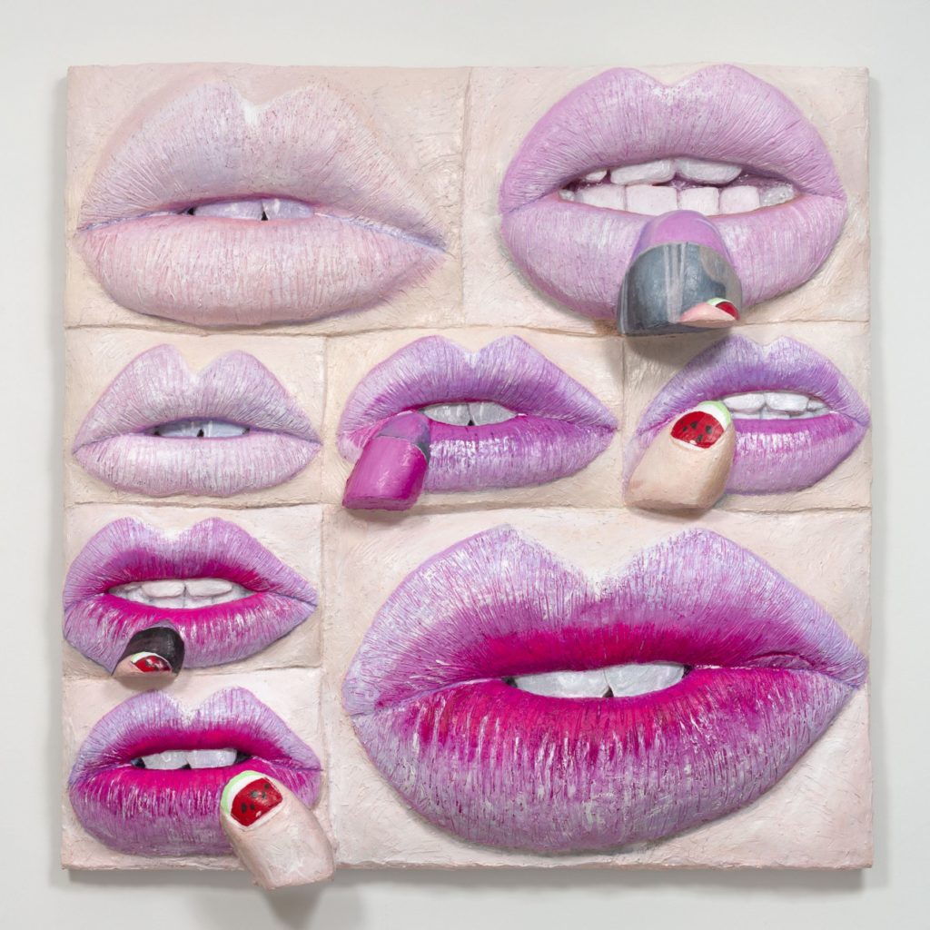 Gina Beavers, <i>Pink Ombre Lips</i> (2019). Courtesy of the artist and Marianne Boesky Gallery. 
