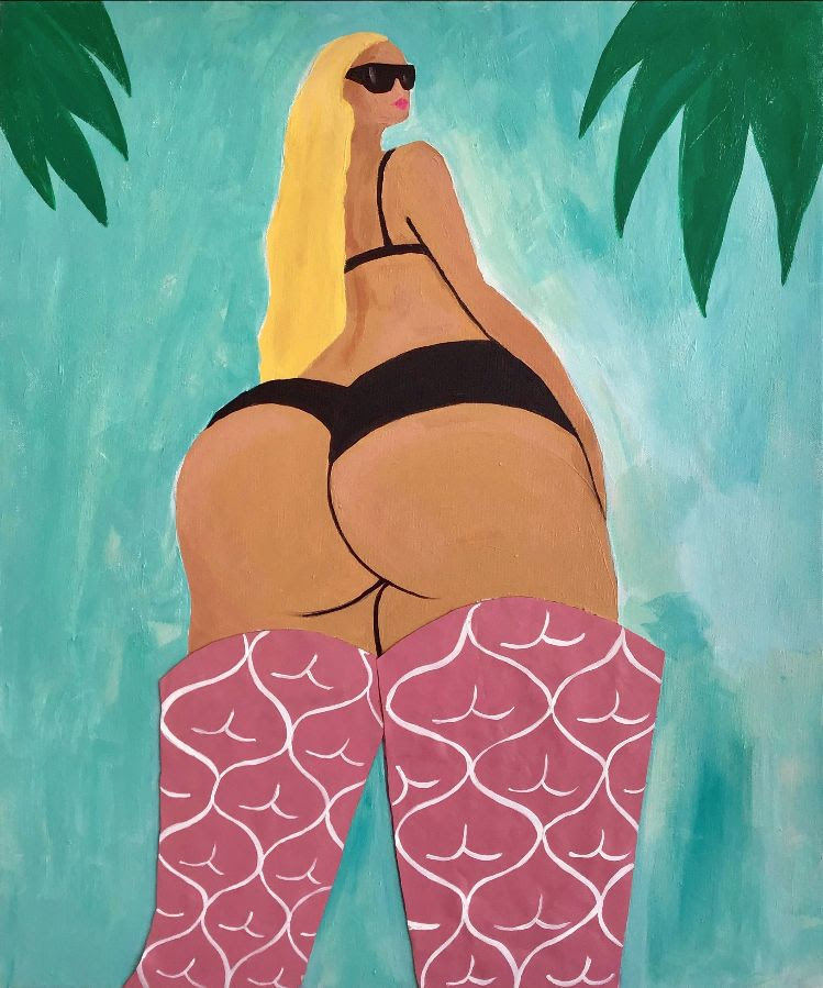 Meegan Barnes, <em>Booty Boots</em> (2019), featured in "Body Beautiful" at the Untitled Space Gallery, New York. Courtesy of the Untitled Space Gallery, New York.