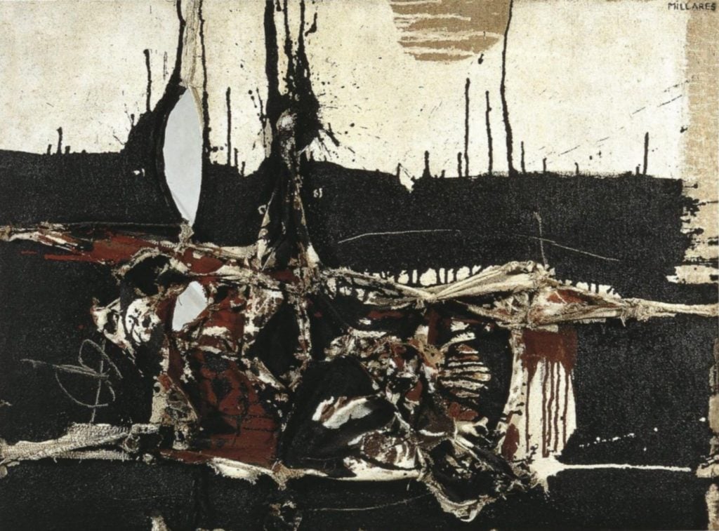 Manolo Millares, Cuardo 84 (1959). Courtesy of Zeit Contemporary Art. 