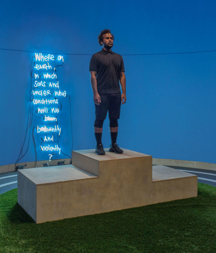 Installation view of EJ Hill, Excellentia, Mollitia, Victoria (2018) at the Hammer Museum's "Made in L.A." biennial. Photo: Brian Forrest. Image courtesy Hammer Museum.