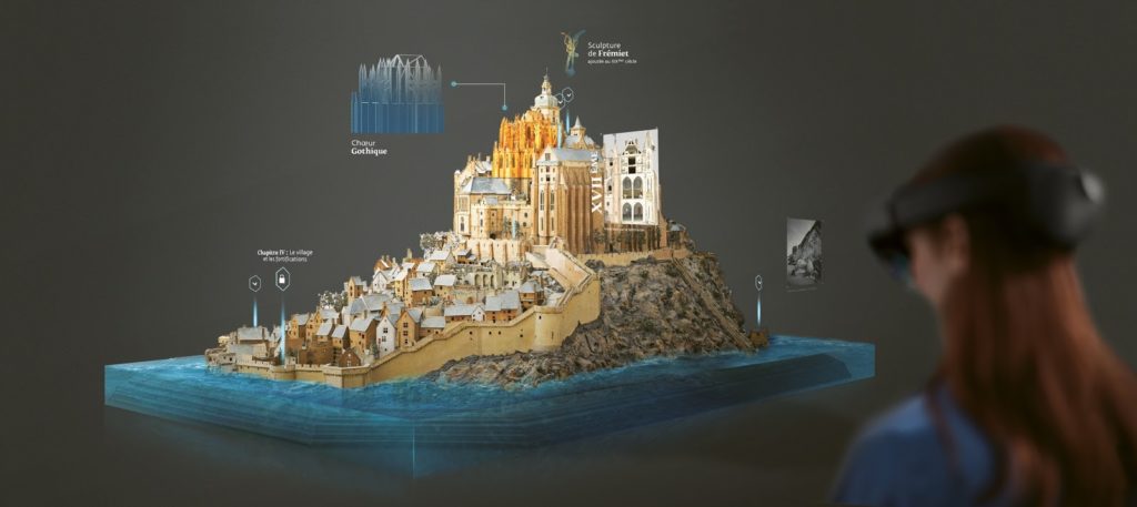 Detail of the digital rendering for the model of Mont-Saint-Michel. © Microsoft – Iconem – Musée des Plans-Reliefs