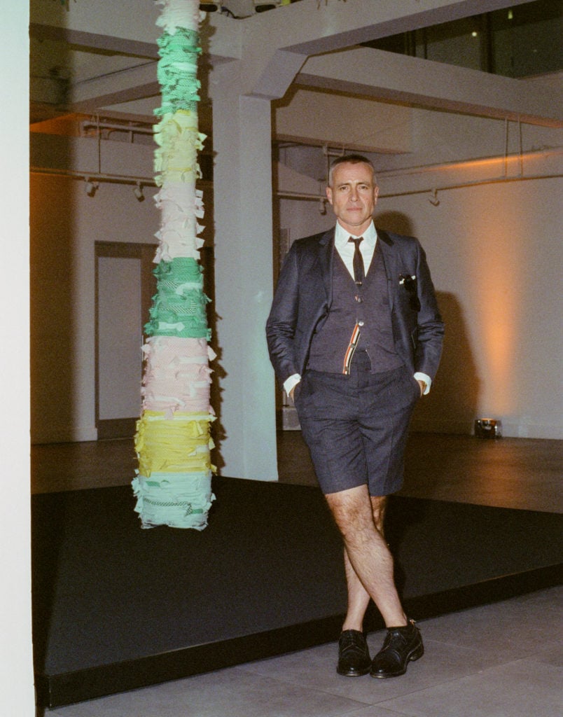 Designer and artist Thom Browne in front of Palm Tree I (2019). Courtesy of the artist.