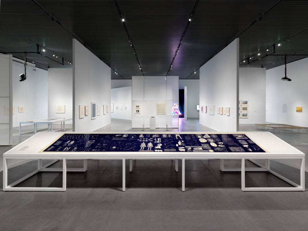 Installation view of "Agnes Denes: Absolutes and Intermediates" at the Shed, New York. Photo by Dan Bradica.