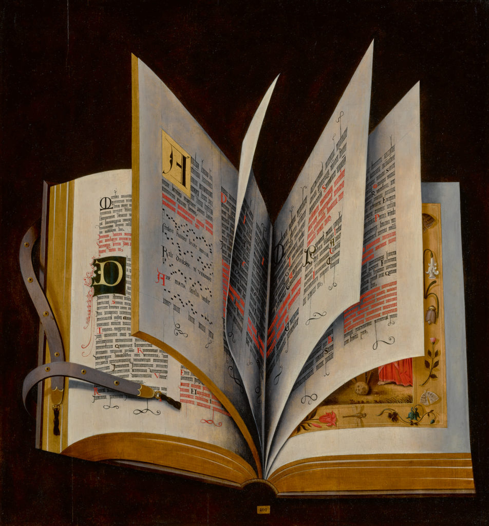 Netherlandish School, <i>Still Life of an Illuminated Manuscript</i>.