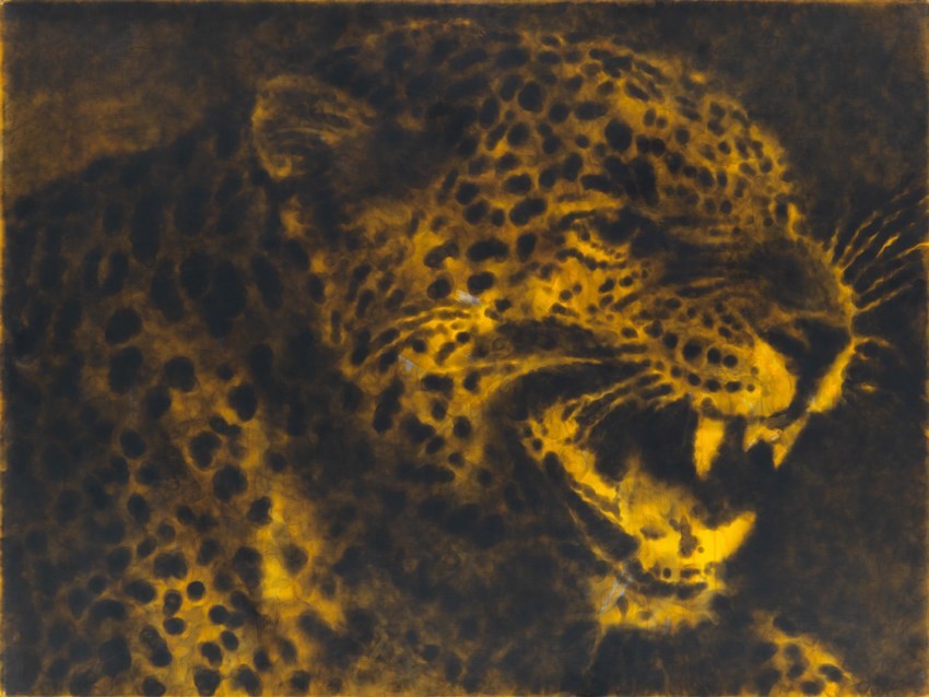 Jiri Georg Dokoupil, Gelber Leopard (2018). Courtesy of Galerie Haas AG Zürich. 