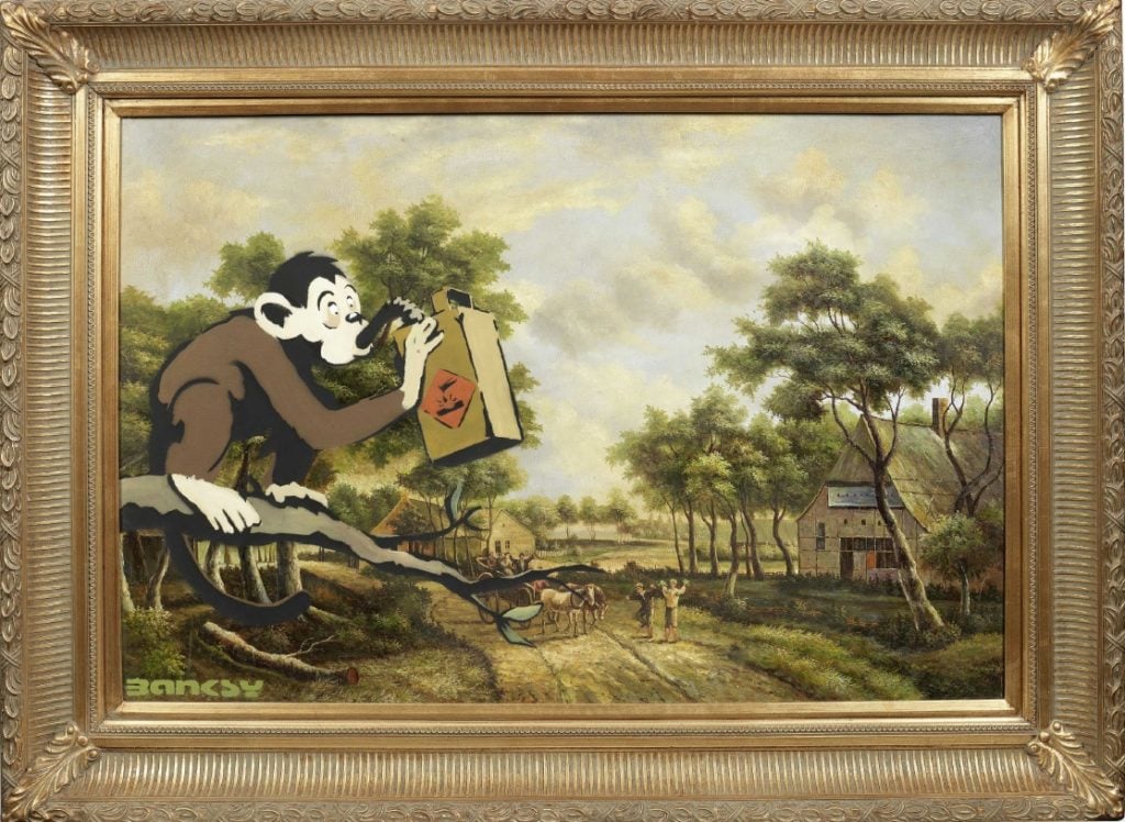 Banksy, Monkey Poison (2004). Courtesy of Phillips.