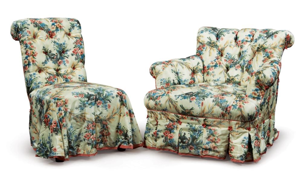 Chairs with matching floral chintz fabric. Image courtesy of Sotheby's.