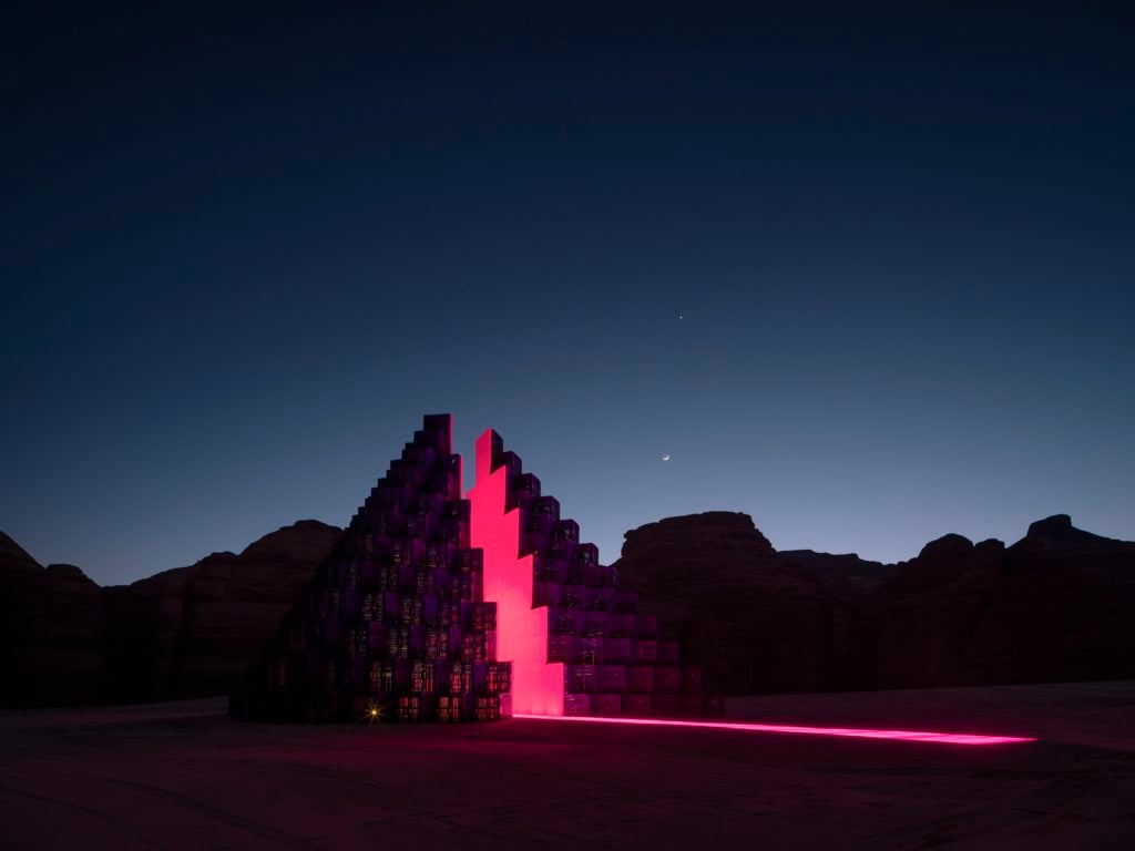 Rashed AlShashai, A Concise Passage installation view at Desert X AlUla, photo Lance Gerber, courtesy the artist, RCU and Desert X.