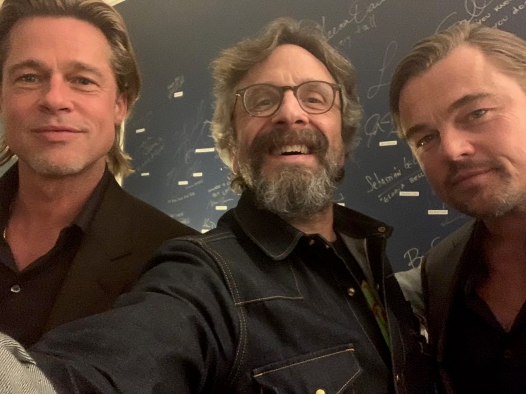 Marc Maron with Brad Pitt and Leonardo DiCaprio, from WTF with Marc Maron on Twitter.