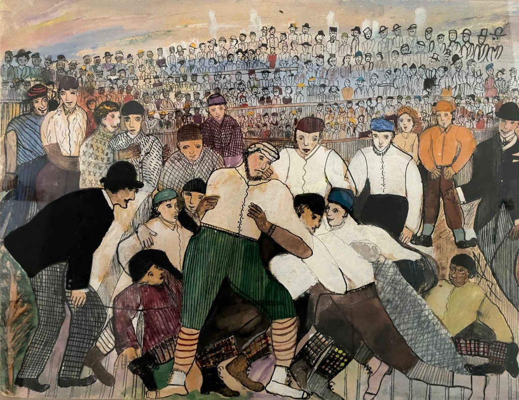 Esther Hammerman, Untitled (Football) from the collection of Nicole Eisenman. Photo courtesy of the Outsider Art Fair.