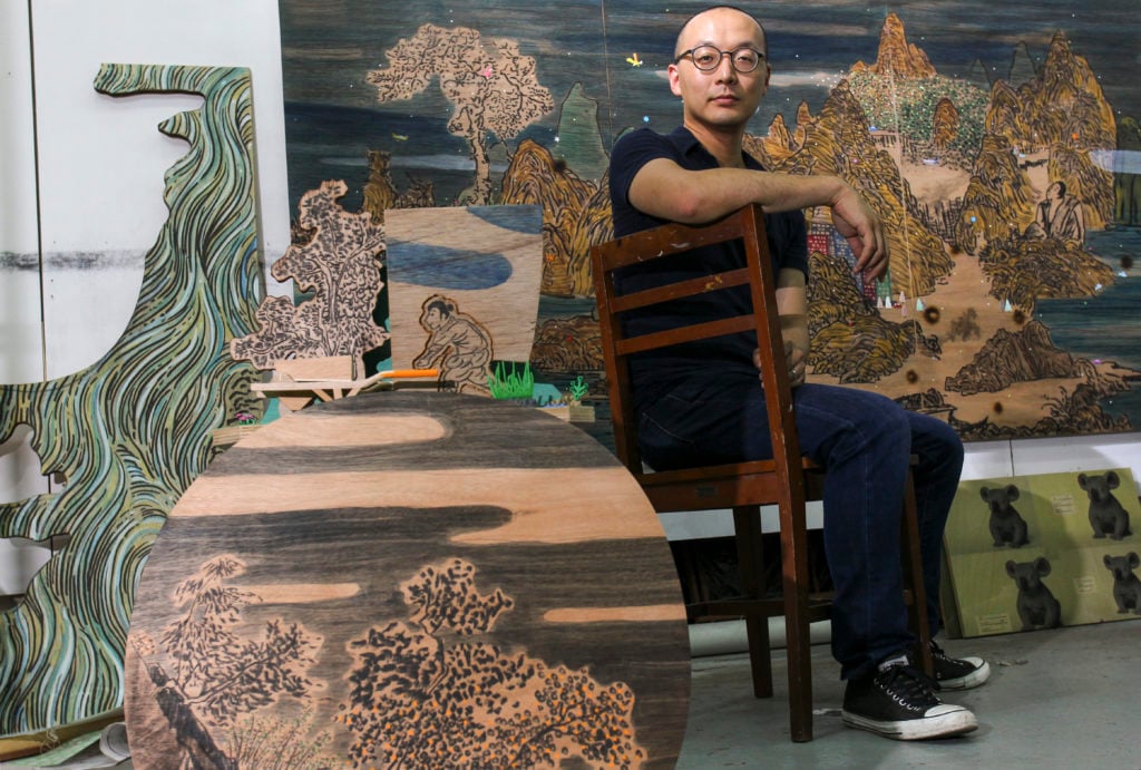 Artist Lam Tung-pang, who is due to have an exhibition at Blindspot Gallery during Art Basel Hong Kong. (Photo by May Tse/South China Morning Post via Getty Images)