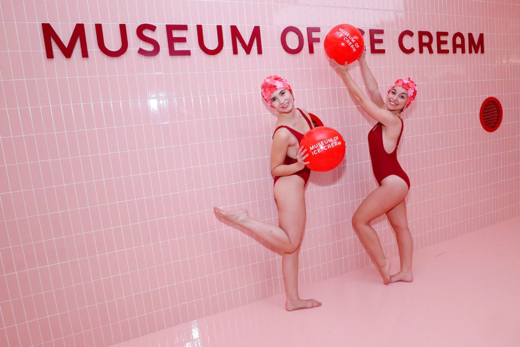 Performers pose during the Museum of Ice Cream SoHo Flagship Opening Party on December 12, 2019 in New York City. (Photo by Cindy Ord/Getty Images for Museum of Ice Cream)