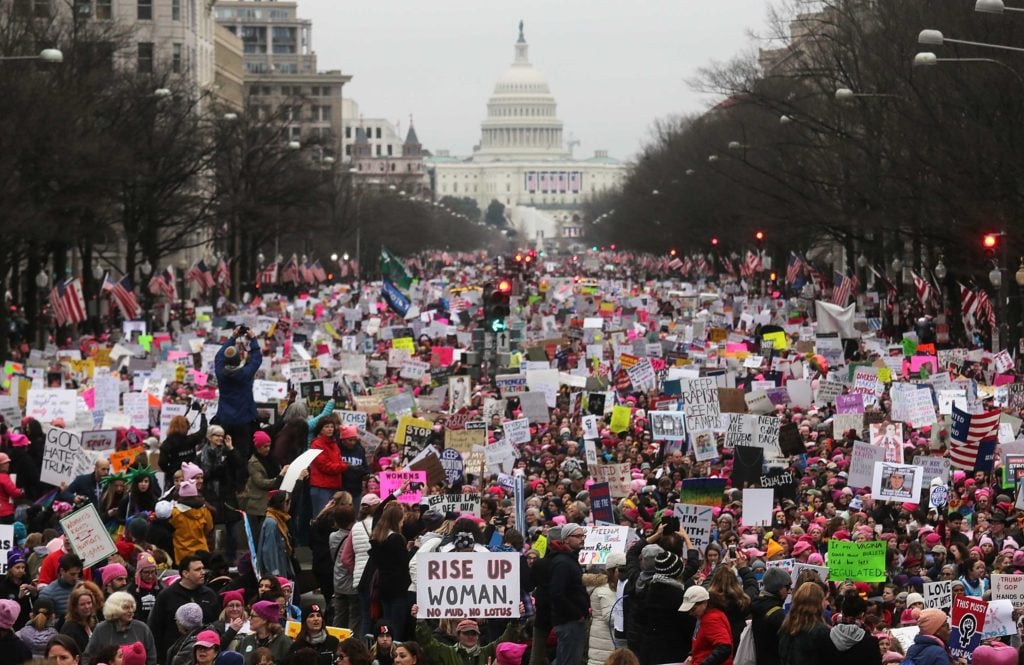 The original photograph of 2017 Women's March on Washington, later edited by the National Archives. (Photo by Mario Tama/Getty Images)