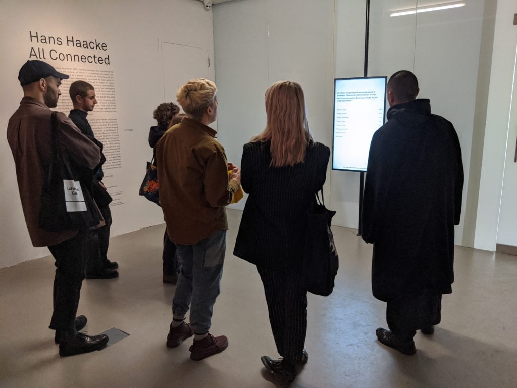Visitors at "Hans Haacke: All Connected" Courtesy of Grayson Earle.