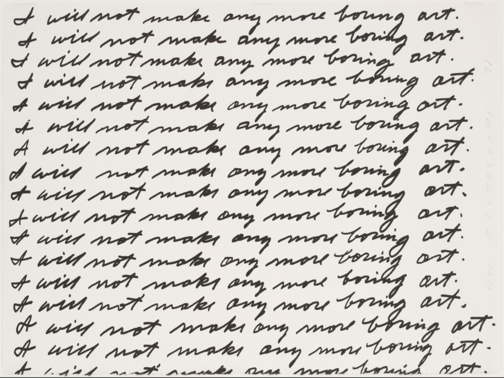 John Baldessari, <em>I Will Not Make Any More Boring Art</em> (1971). Photo courtesy of the Museum of Modern Art, New York.