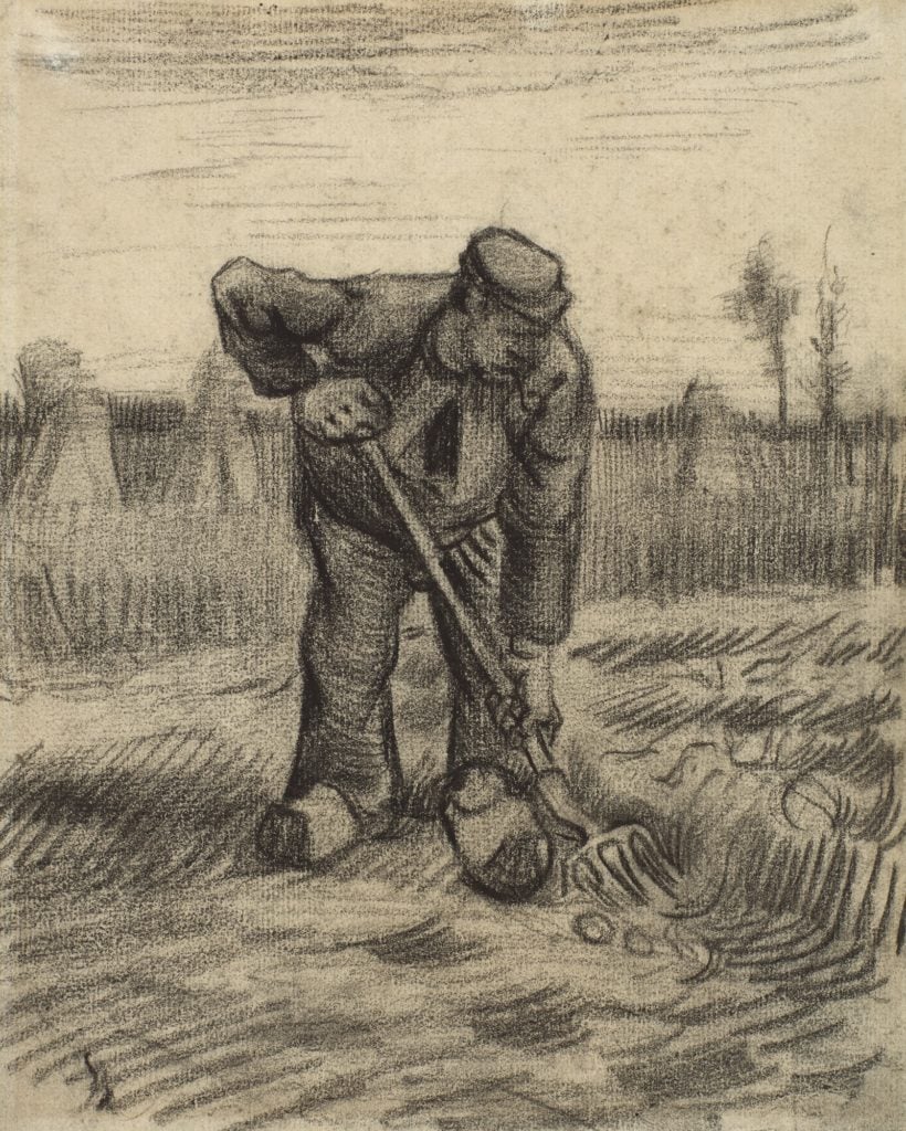 Vincent van Gogh, Peasant digging up Potatoes (1885). Courtesy of Sotheby’s.